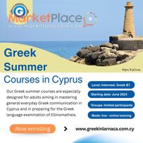 GREEK LANGUAGE SUMMER COURSES IN CYPRUS, JUNE 2024