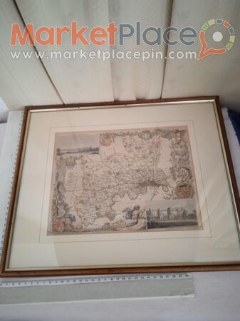Old original lithography map of Middlesex county England. - 1.Λεμεσός, Λεμεσός